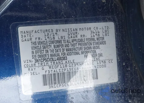 2020 Nissan Kicks Sv Xtronic Cvt from USA, damaged, VIN 3N1CP5CV3LL488383